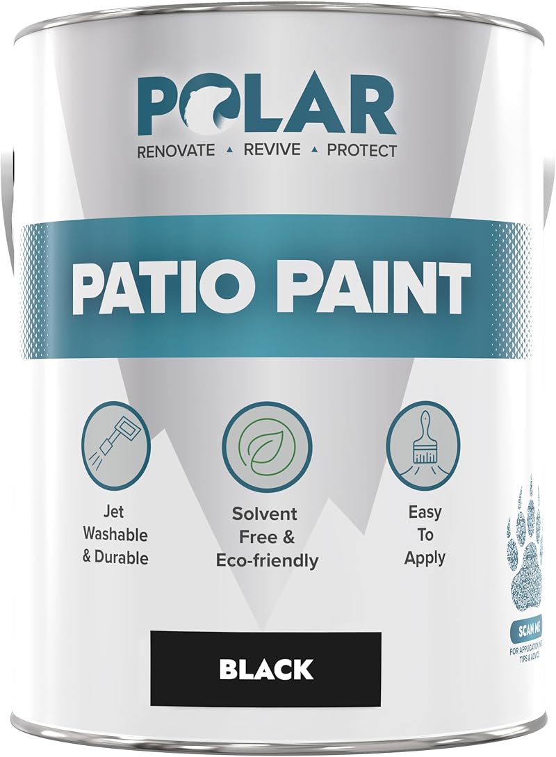 Polar Patio Paint Black 5 Litre Outdoor Floor Paint Polyurethane Binder