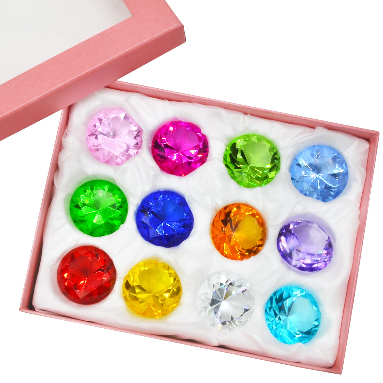 Gift Box Set 12 Beautiful Birthstones Paperweight Glass Diamond SKU: X9003