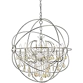Elegant Lighting 1130 Geneva Collection Chandelier 32"x34.5" Royal Cut Golden Teak (Smoky) Crystals 6 Light, Polished Nickel 