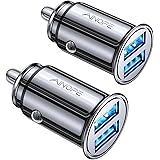 AINOPE 2 Pack Fast Mini Car Charger, 4.8A Metal Car Charger Adapter Flush Fit, Dual Port USB Car Charger Compatible with iPho