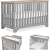 Dream On Me Orion 5-in-1 Convertible Crib with Changer in Pebble Grey Vintage, JPMA & Greenguard Gold Certified, Made of Sustainable New Zealand Pinewood