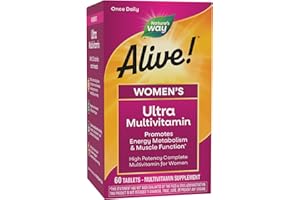 Nature's Way Alive! Women's Daily Ultra Multivitamin, High Potency Formula, Promotes Energy Metabolism and Muscle Function*, Women's Vitamins, Methylated Vitamin B12, 60 tablets