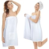 Hercicy 2 Pcs Spa Wraps for Women Waffle Robes Bath Wraps for Shower Lightweight Towel Spa Robe with Adjustable Closure