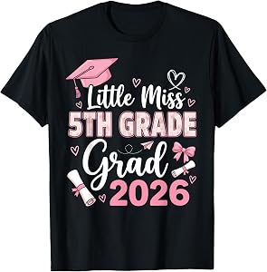 Little Miss 5th Grade Graduation 2026 Coquette Graduation T-Shirt