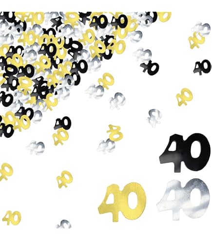 100 Stück Gold-Glitter Konfetti 'Nummer 40' – Für 40. Geburtstag, Jubiläum & Partydeko