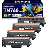 InkNI TN760 - Compatible Toner Cartridge Replacement for Brother TN-730/TN-760 730 TN-760 for MFC-L2710DW MFC-L2750DW DCP-L2550DW HL-L2350DW HL-L2395DW HL-L2370DW (4 Pack)