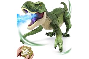 BEMITON Remote Control Dinosaur Toy - Birthday Gifts for 4-7 8-12 Year Old Boys, 2.4GHZ Electronic RC Walking Dino with Spray & Light & Roar for Kids Age 4-12