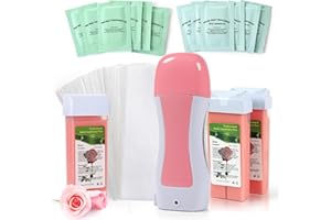 LIDDY DANCE Roll on Waxing Kit for Women and Men - Sensitive Skin Wax Roller With Paper, Warmer, Rose Soft Wax, Pre and After-wax Treatment