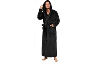 U2SKIIN Mens Hooded Robe, Full Length Plush Robe for Men Big and Tall Fleece Bathrobe