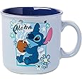 Silver Buffalo Disney Lilo and Stitch Aloha Coconut Tropical Floral Ceramic Camper Mug, 20 Ounces