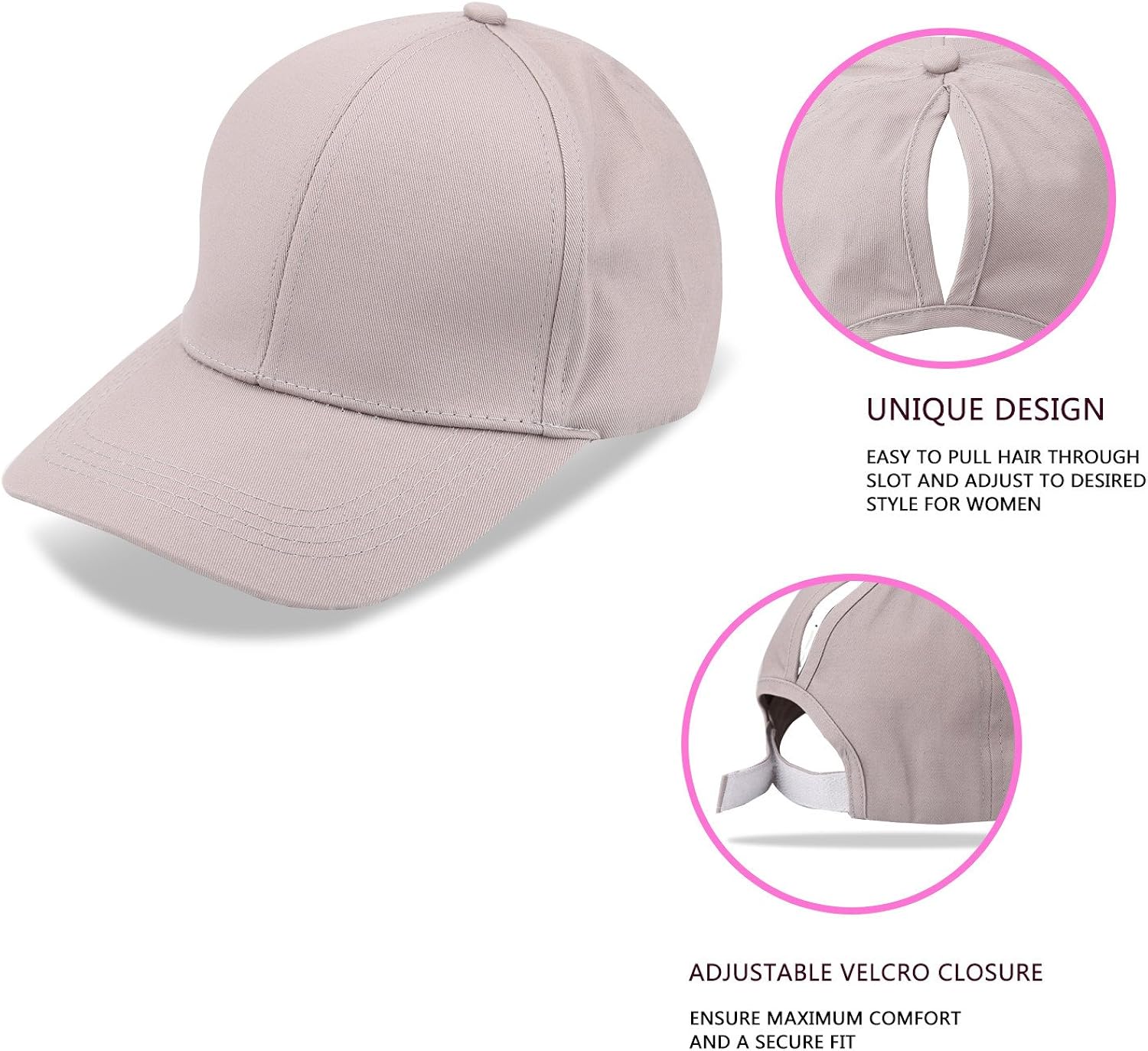 NeuFashion Ponycap Messy High Bun Ponytail Adjustable Mesh Trucker Baseball Cap Hat, Black, One Size at  Women’s Clothing store
