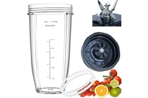 ABTER [ New Model] Replacement blender Blade and 24oz Cup Accessories, Only Compatible with Nutri Ninja SS150,SS151,SS300, SS350,SS351, CO351B, SS100, SS101, CO101B,SS400,SS401