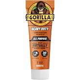 Gorilla Heavy Duty Construction Adhesive, White, 7 oz Squeeze Tube | Gap Filling, Waterproof, All Purpose for Indoor and Outdoor Use, Fast Grab, Ideal for Home Repairs