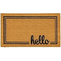 mDesign Rectangular Coir and Rubber Entryway Welcome Doormat with Natural Fibers for Indoor or Outdoor Use - Decorative Scrip