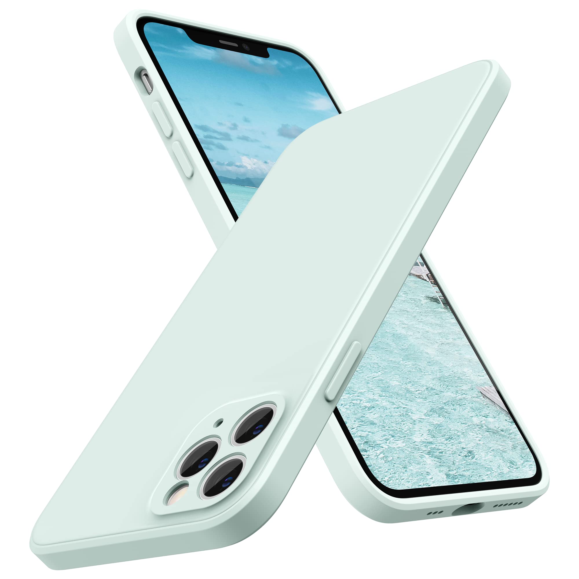 SURPHY Flat Silicone Case Compatible with iPhone 11 Pro Case, Liquid Silicone Slim Fit Case (Individual Protection for Each Lens) for iPhone 11 Pro 5.8" (Seafoam)
