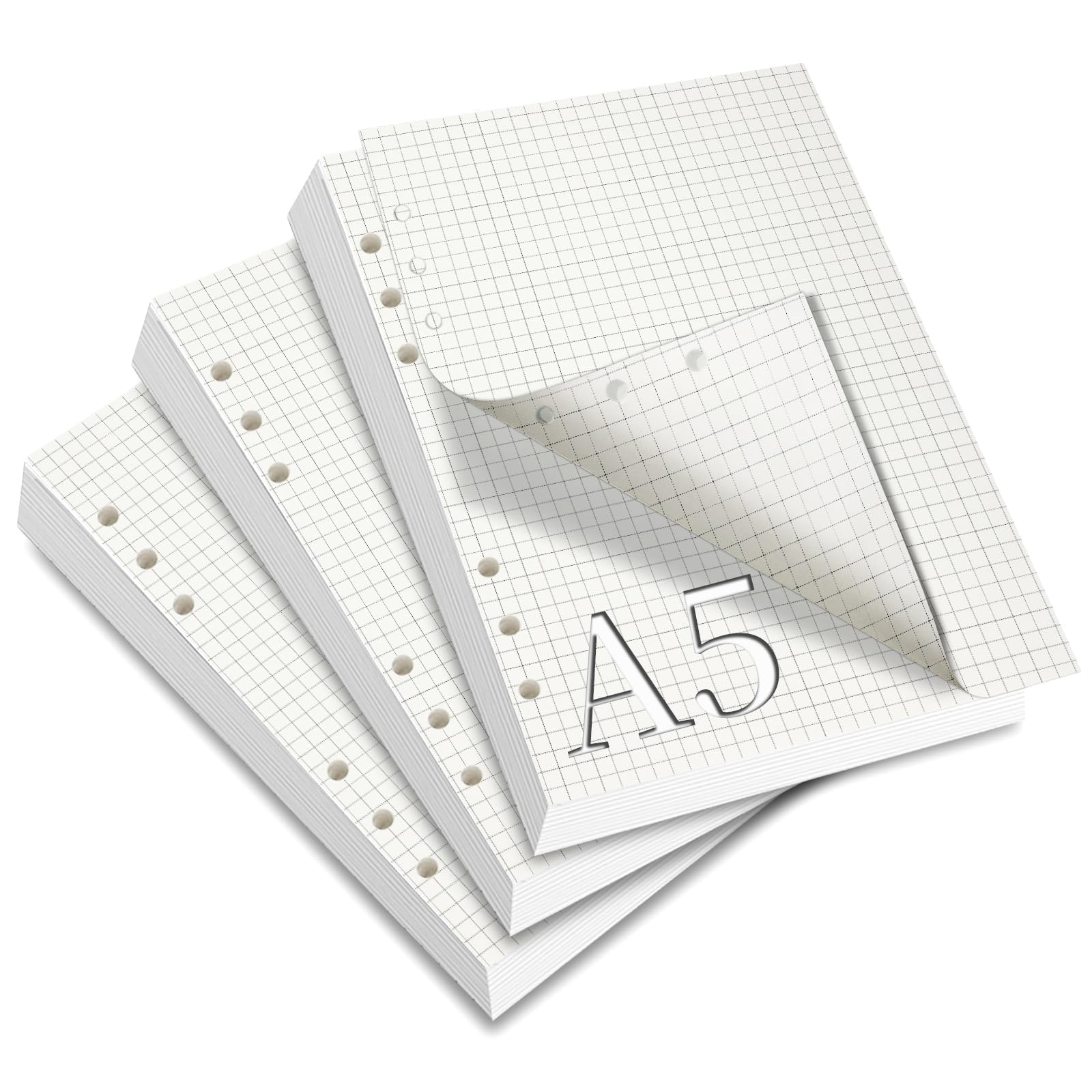 SWTYExt A5 Refills Paper 3 Pack Squared Paper Refill 180 Sheets/360 Pages Refill Pad A5 Refillable Notebook 6 Hole Ring Binder Inserts Thick Organiser Planner Inserts for Office School Home