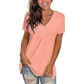Sipaya Womens T Shirts Basic V Neck Tee Loose Fitting Casual Short Sleeve Tops