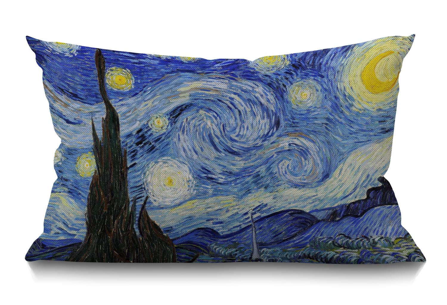 BGBDEIA Starry Night by Vincent Van Gogh Decorative Linen Cushion Covers 30 x 50 cm (12" x 20") Rectangular XXXX Throw Pillow Covers for Garden Patio Living Room Couch Sofa