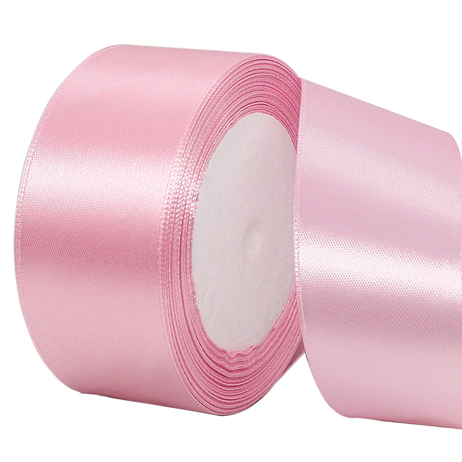 22m Macaron Pink Pastel Ribbon 40mm Wide - Satin Fabric for Gift Wrapping, Hair Bow, Basket, Cake Craft, Car, Wedding, Easter, Xmas Decoration