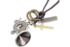 TianChunyue French Double Horn Vintage Brass Instrument Necklace Accessory