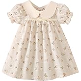 Kucnuzki Baby Girl Clothes Cute Spring Summer Sun Dresses Toddler Casual Puff Sleeve Floral Dress Girls Summer Outfits