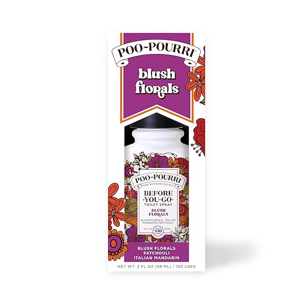 POO-POURRI BEFORE-YOU-GO TOILET SPRAY, BLUSH FLORALS, 2 FL OZ – BLUSH FLORALS, ITALIAN MANDARIN AND PATCHOULI