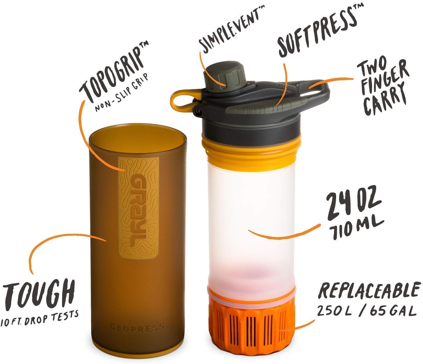 GRAYL GeoPress Purifier + Extra Filter Cartridge [Bundle] for Hiking, Camping, Survival, and Travel: Home Improvement