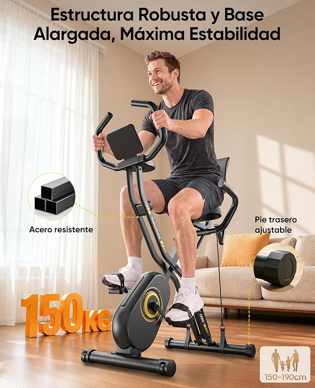 Bicicleta ergométrica magnética dobrável 5 em 1 Pro com APP, estável