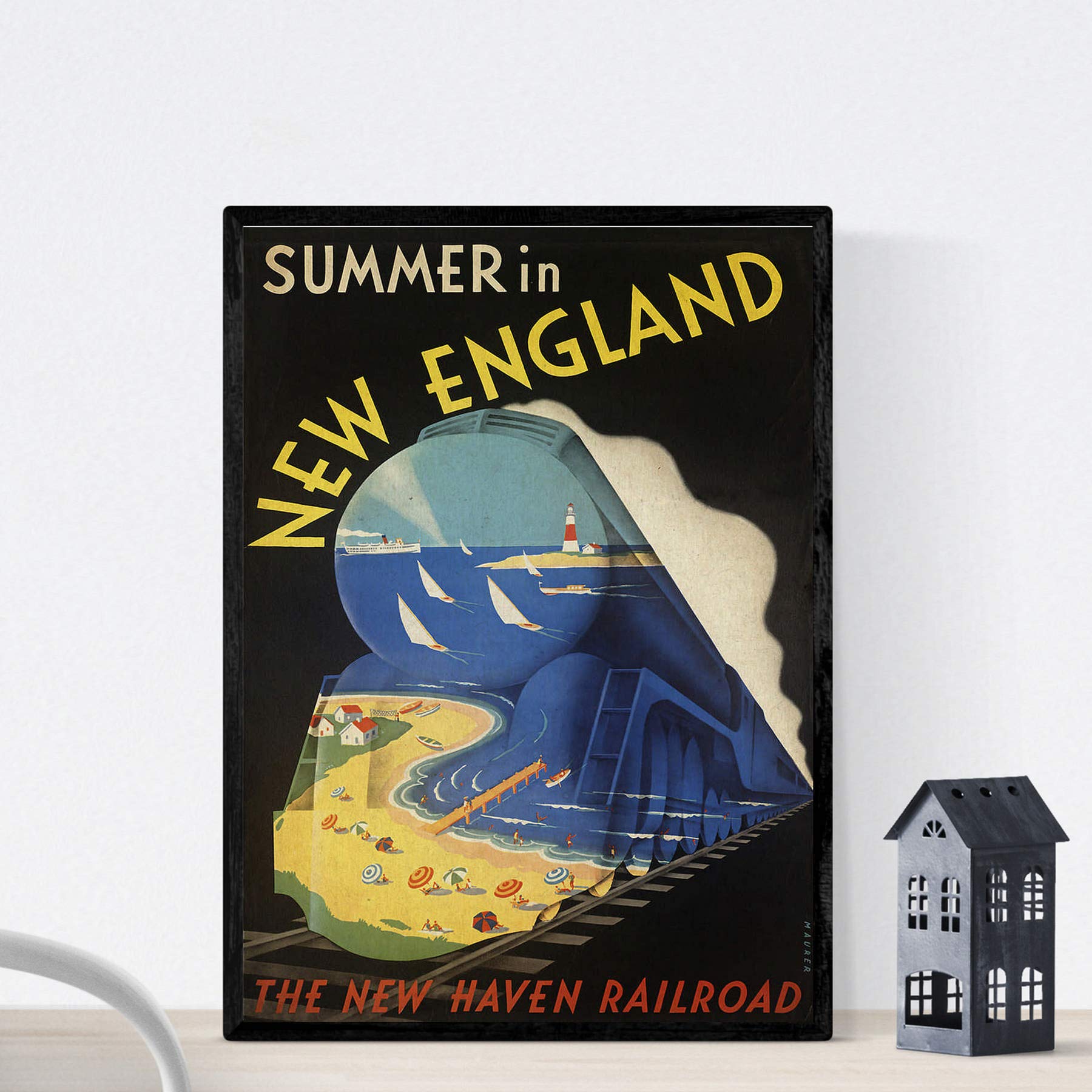 Nacnic Vintage Poster Vintage Poster Europe. New England summer. A4 size