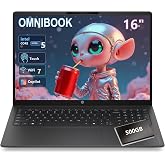 HP OmniBook 3 16" Touchscreen Laptop, Intel 12-Core Ultra 5, Office 365 | 16" WUXGA IPS, Support 4K Display, 32GB DDR5, 1TB SSD, 500GB Ext HDD, WiFi 7, Bluetooth 6.0, AI Noise Reduction, Win 11h