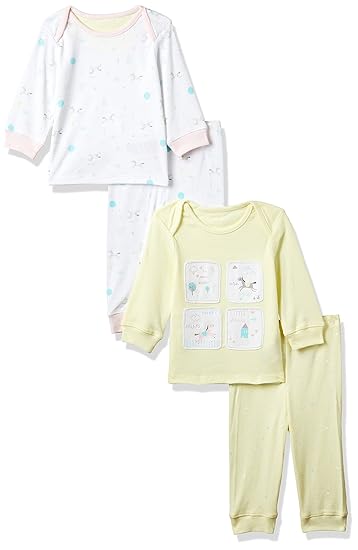 Baby Girls Regular Fit Cotton Pyjama Set (Set of 2)