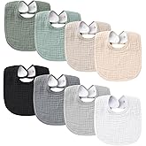Konssy Muslin Baby Bibs 8 Pack Baby Bandana Drool Bibs Cotton for Unisex Boys and Girls, Soft Absorbent Set for Teething and Drooling