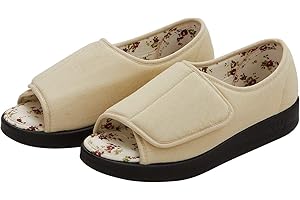 SILVERT'S ADAPTIVE CLOTHING & FOOTWEAR Silverts Diabetic Open-Toe Shoes for Women | Extra-Wide Non-Slip Comfortable Slippers for Elderly, Swelling, Sensitive Feet
