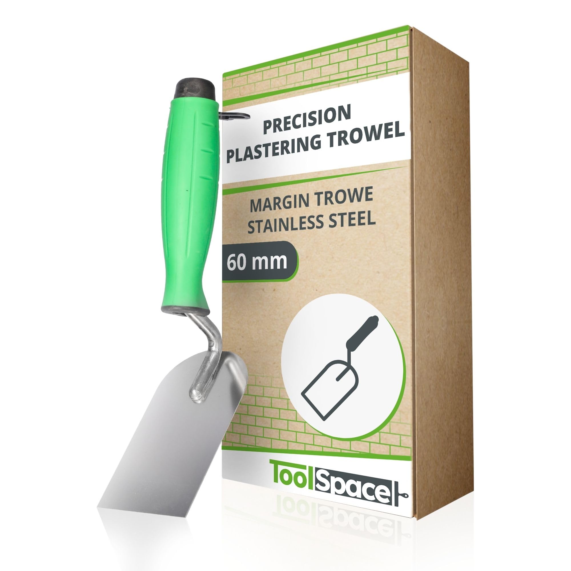 ToolSpace Precision plastering trowel made of stainless steel with rubberised handle, 60 mm, precise tool for applying mortar