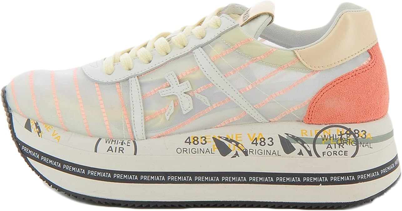 PREMIATA Scarpa Donna Sneakers in Tessuto TRASPARENTE Colore Bianco/Rosa  DS20PR07: Amazon.fr: Chaussures et Sacs