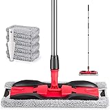 MEXERRIS Microfiber Floor Mop for Hardwood Cleaning 360 Rotating Dust Wet Mop with Adjustable Handle, 4 Reusable Washable Mop