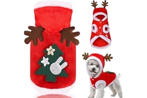 TEALOTS Dog Christmas Costumes, Pet Cold Weather Sweater Coat, Puppy Santa Claus Reindeer Outfit Winter Hoodie Warm Vest Clothes, Jumpsuit Apparel for Small Medium Dogs Cats Party Cosplay (Small, Red)
