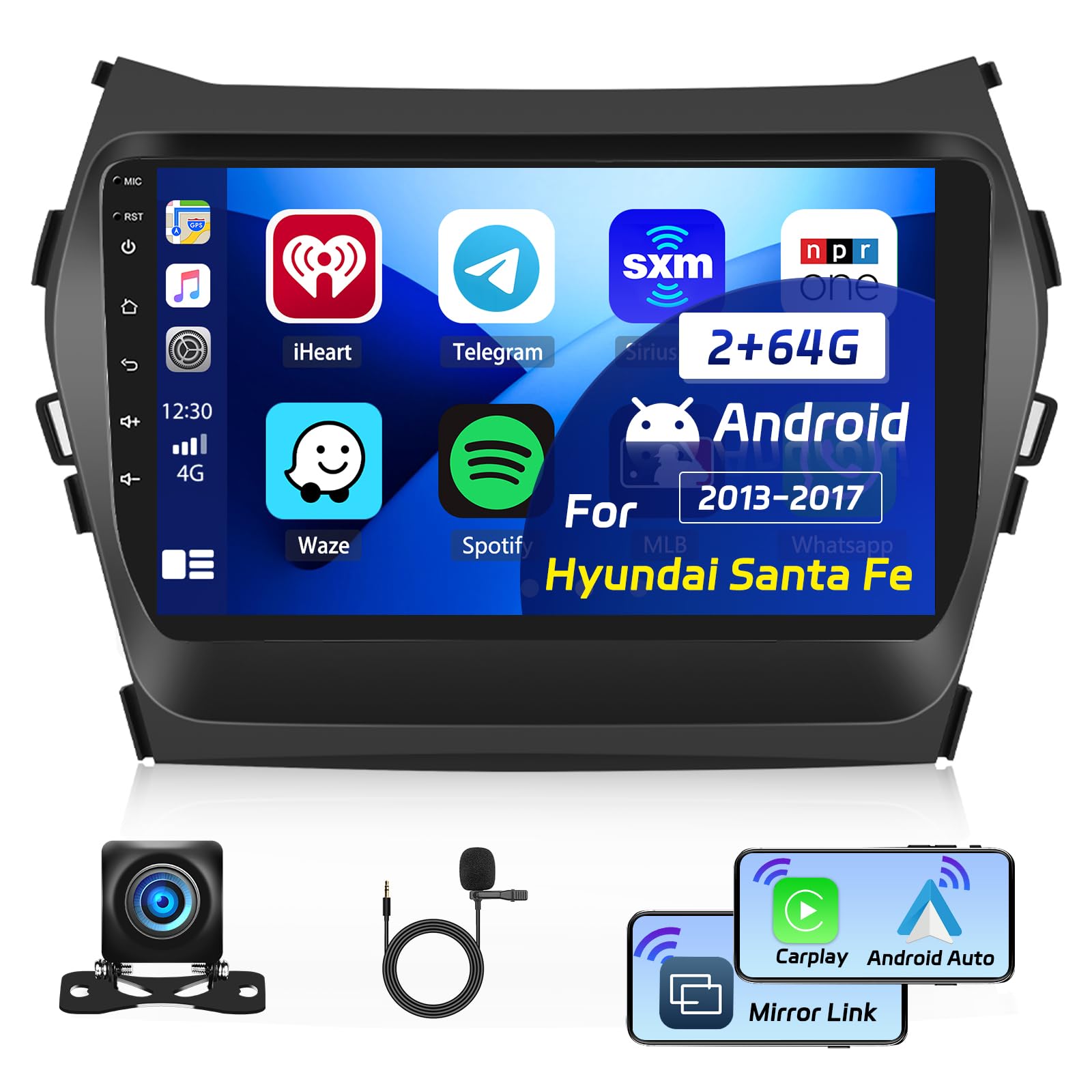 Photo 1 of [Upgrade HiFi] Car Radio for Hyundai Santa Fe IX45 2013-2018: [2G+64G] 9 inch Touch Screen Upgrade for Santa Fe Car Stereo with Wireless Carplay Android Auto GPS Bluetooth FM RDS