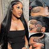 Nawpum 26 Inch 13x6 Lace Front Human Hair Wigs 180 Density Pre Plucked Straight HD Lace Wigs Human Hair 13x6 Straight Lace Frontal Wigs Human Hair Wigs for Women Glueless Wig