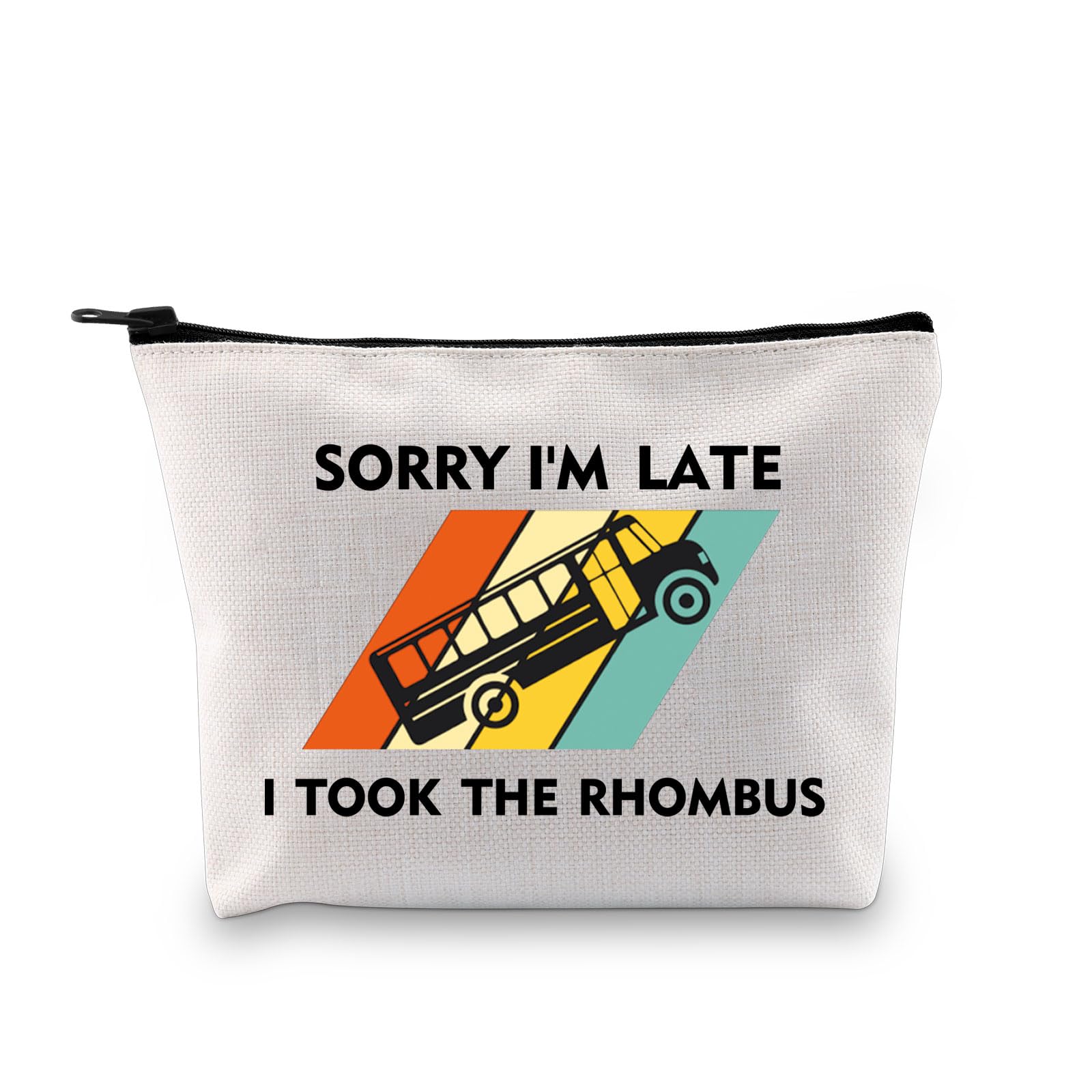 PLITI Funny Math Pun Gift Math Lover Gift Math Teacher Makeup Bag Sorry I'm Late I Took The Rhombus Math Nerd Zipper Pouch (Took The Rhombus bagU)