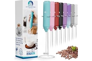 Powerful Milk Frother Handheld Foam Maker, Mini Whisk Drink Mixer for Coffee, Cappuccino, Latte, Matcha, Hot Chocolate, with 
