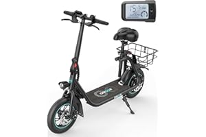 Gyroor Electric Scooter for Adults with Seat, 20/25 Miles Range 450W Motor up to 15.5/18.6 MPH Speed LCD Display, Electric Scooter with Basket
