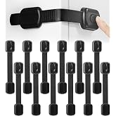 Bates- Child Safety Strap Locks, 12 Pack, Black, Baby Cabinet Locks with Adjustable Strap Length