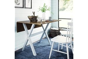 Nathan James Kalos Solid Wood Drop Leaf Folding Kitchen Farmhouse Room or Space Saving Console Desk, Rustic, Dining Table, Brown/White