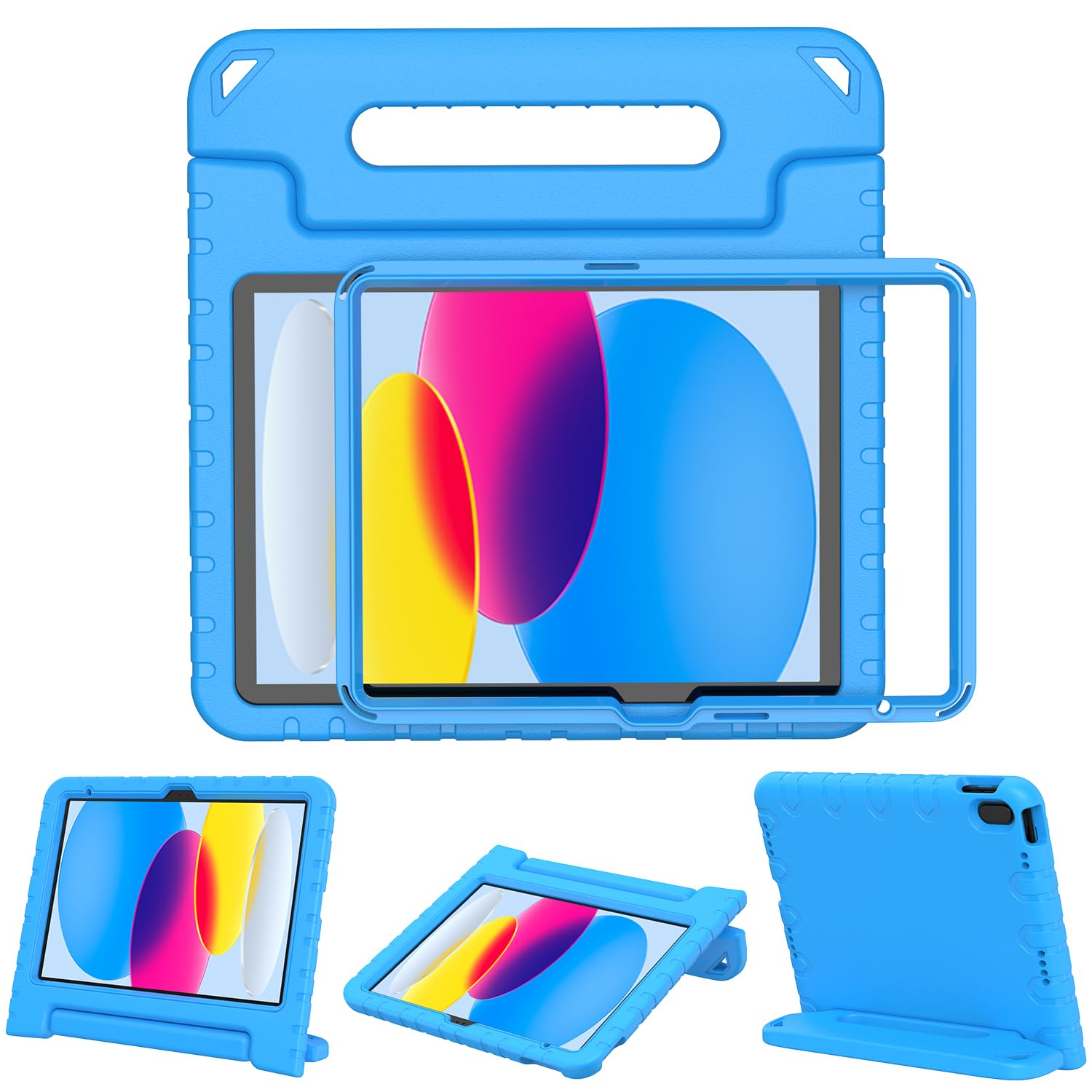 Surom Kids Case for iPad (A16) 11th Generation 11 inch 2025/10th Generation 10.9 inch 2022, with Built-in Screen Protector, Shockproof Convertible Handle Stand Protective Cover, Blue — image 1