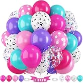 Dog Paw Print Balloons 60 Pcs Pink Purple Blue Pet Puppy Party Balloon Set | 12 Inch Hot Pink Teal Turquoise Paw Print Polka Dot Balloons for Kids Girls Dog Lover Adopt Birthdays Baby Shower Decorations