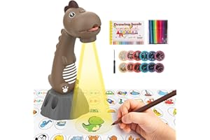 MIORTIOR Drawing Projector for Kids, Tracing and Drawing Projector Toy for Boy Girl 3-8 Years Old, Smart Art Sketcher Projector with with 96 Slide Cartoon Patterns and 12 Color Brushes（Brown）