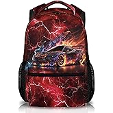 GiftRomance Boys Backpack, Kids Bookbag for Teens, Colorful 17 Inch Cool Race Car Backpack, Durable Schoolbag for Middle School Travel Camping Vacation