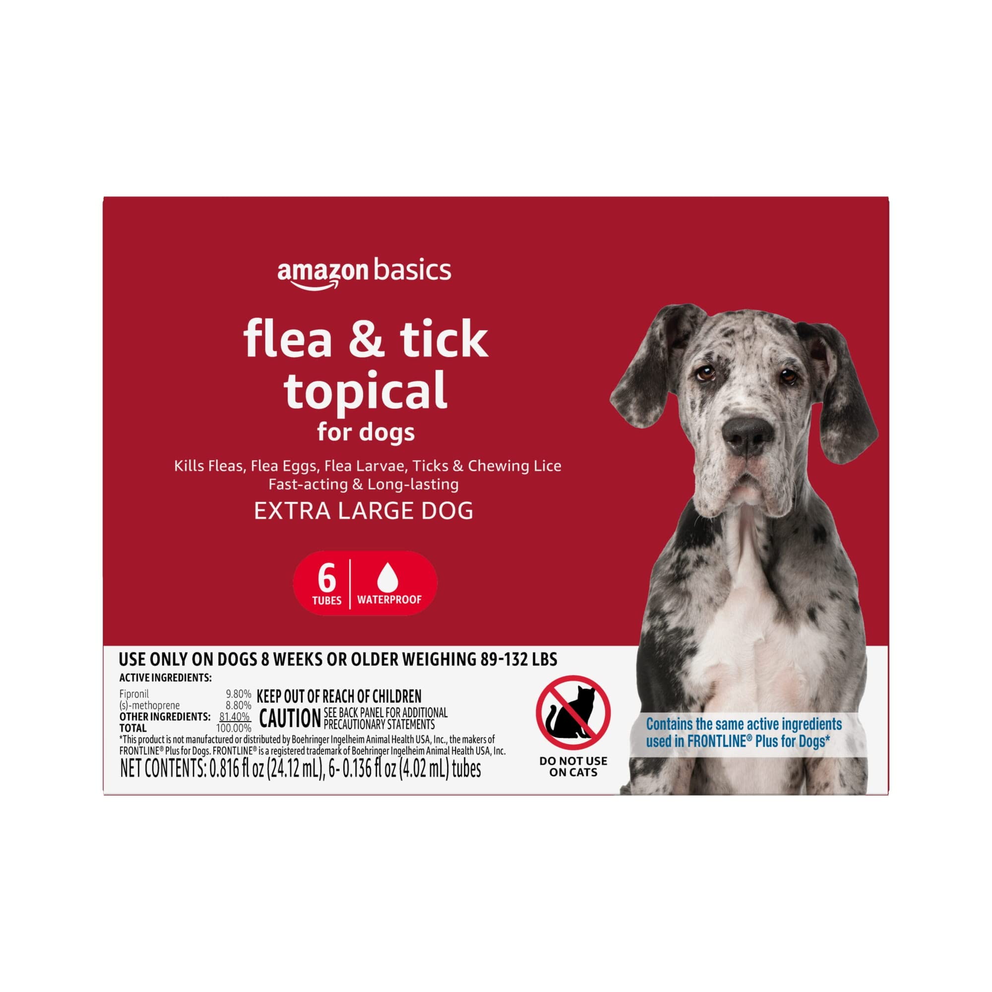 Photo 1 of Amazon Basics Flea and Tick Topical Treatment for X-Large Dogs (89-132 lbs), 6 Count (Previously Solimo)