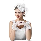SWEETV Fascinators Pillbox Hats for Women, Tea Party Hat and Short Lace Gloves Set Perfect for Kentucky Derby, Cocktail